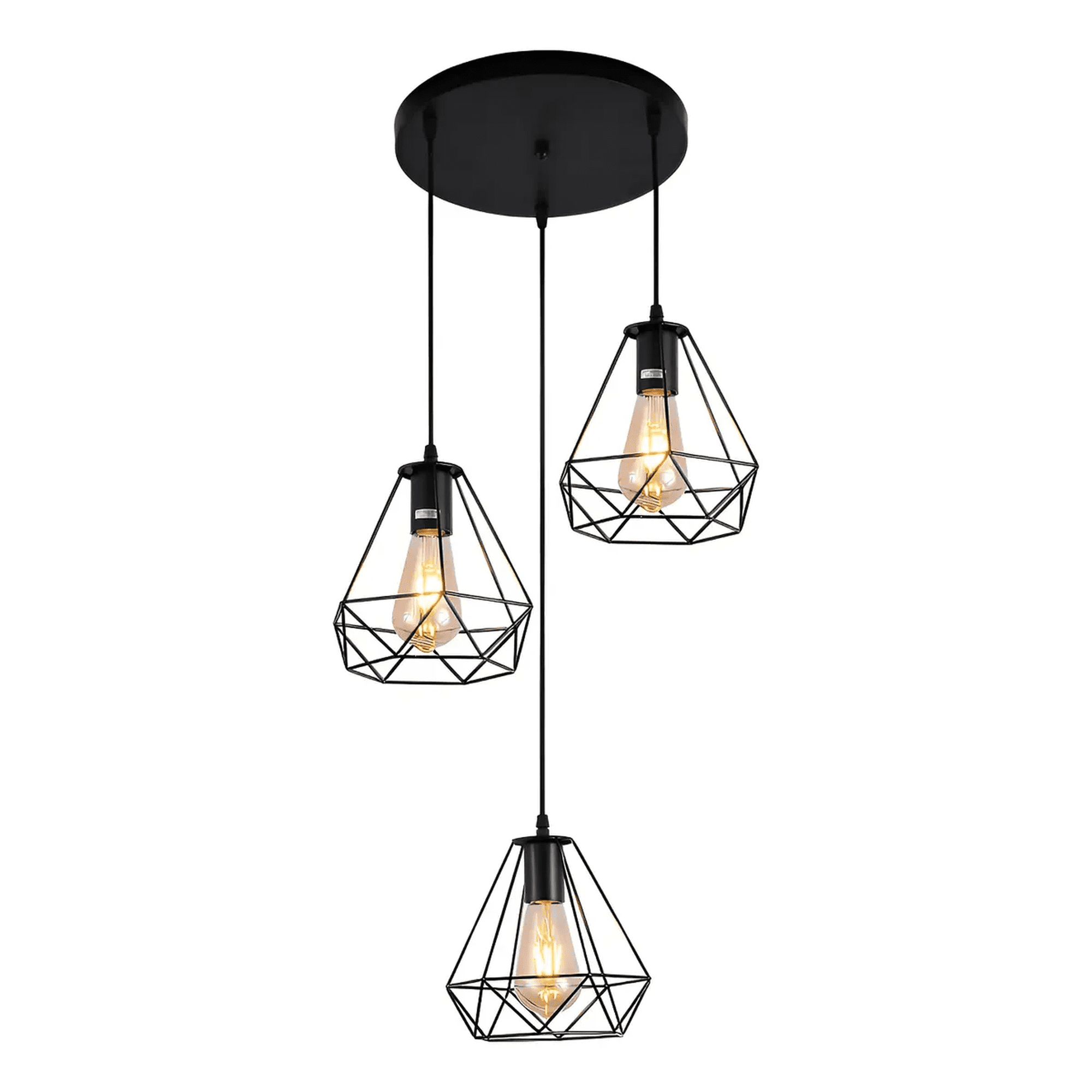 Lámpara Colgante 3 Luces Belug E27 Negro 46×46×100cm Negro