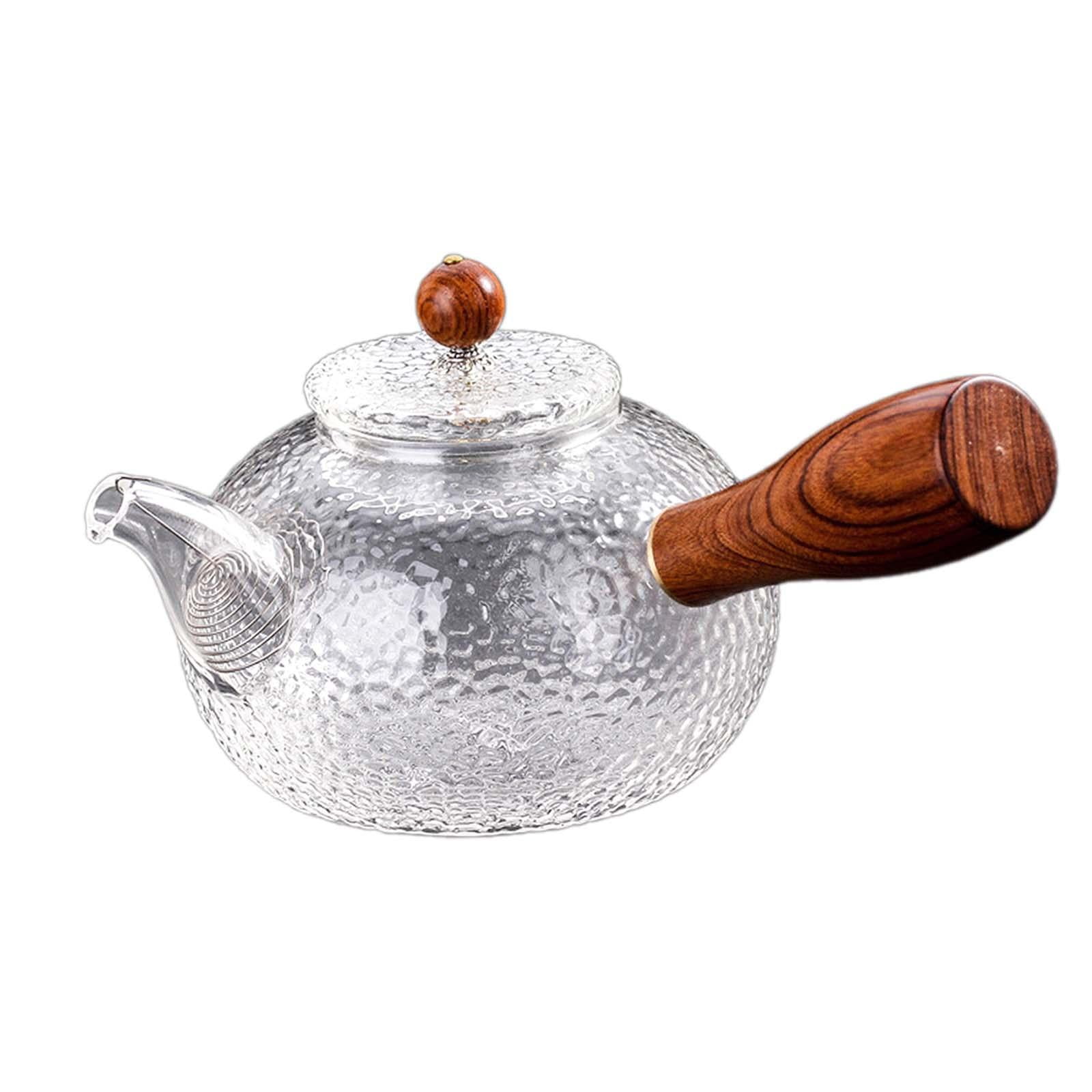 Bothyi - Tetera De Vidrio De 300ml/10oz, Tetera Con Mango De Madera Para Oficina, Camping, Viajes