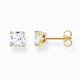 thumbnail image 1 of Aros Paris Jewelry 18k Yellow Gold White Sapphire 3 Ct Square Stud, 1 of 3