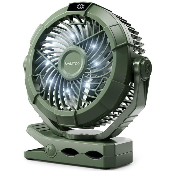 Ventilador de camping Gaiatop 4000 mAh con luz recargable de 3 velocidades