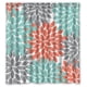 thumbnail image 1 of Cortina de ducha con diseño floral de dalias, color naranja, gris y verde, con ganchos, tamaño 66 x 72 pulgadas, 1 of 3
