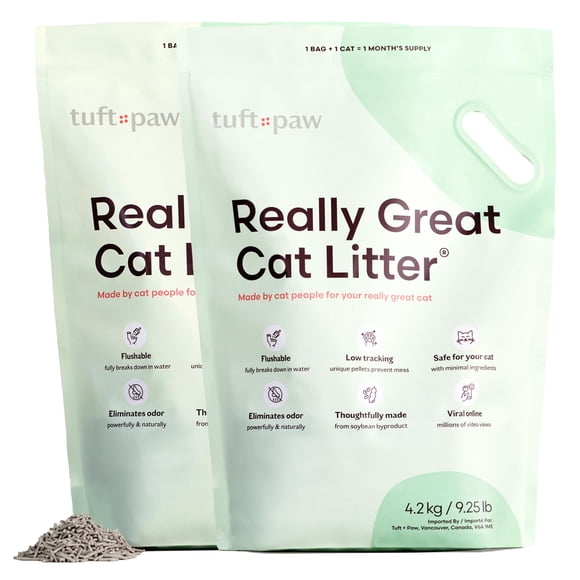 Arena para gatos Tuft + Paw Really Great Tofu Agrumping 4.2 kg x 2