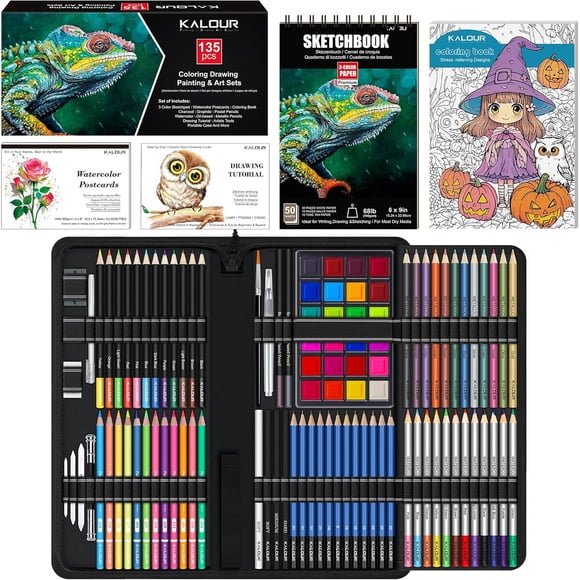 Set de Dibujo KALOUR 135 Piezas Kit Artístico Multicolor