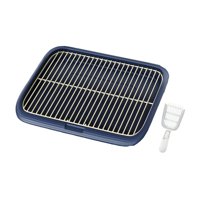 Magideal - Bandeja De Entrenamiento Para Ir Al Baño Para Perros Bandeja Para Ir Al Baño De Interior Rejilla De Malla Inodoro Extraíble Para Perros Soporte Para , Azul Oscuro, L