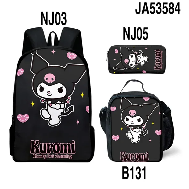 MINISO Sanrio Kuromi Backpack Sanrio Backpack Pencil Bag Student School Bag Primary and Middle kawaii Cartoon School Bag Mochila