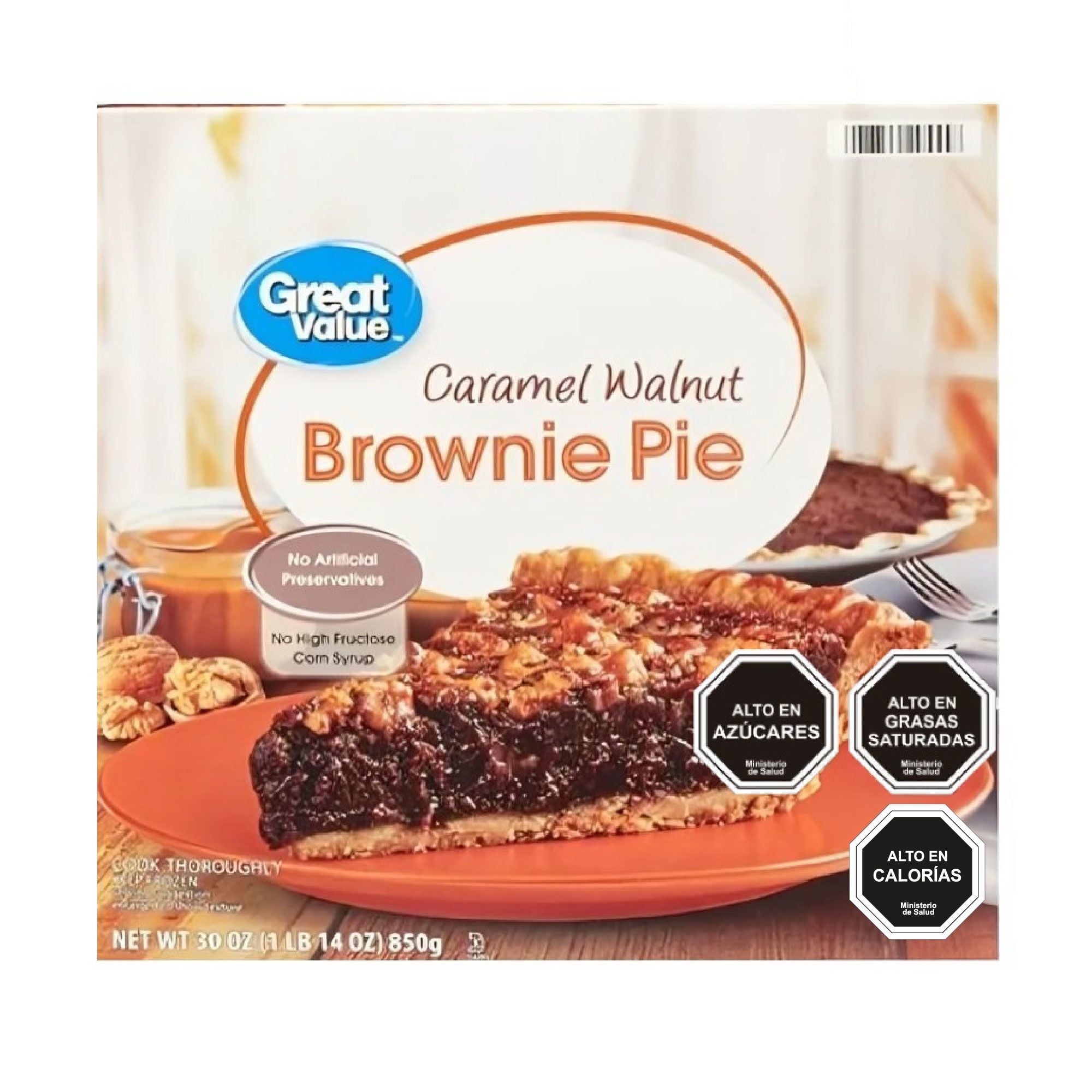 Postre Congelado Brownie Pie Caramel Walnut Caja 850 g Great Value
