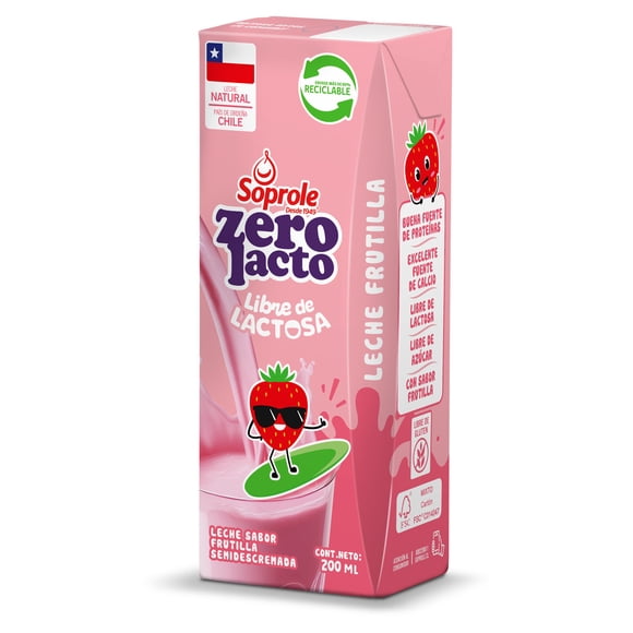 Leche Sin Lactosa Frutilla, 200 ml