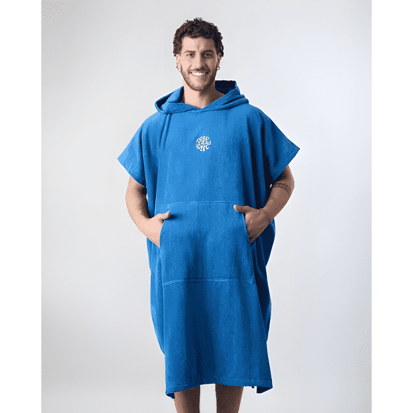 Toalla poncho adulto playa - polemic liso Azul
