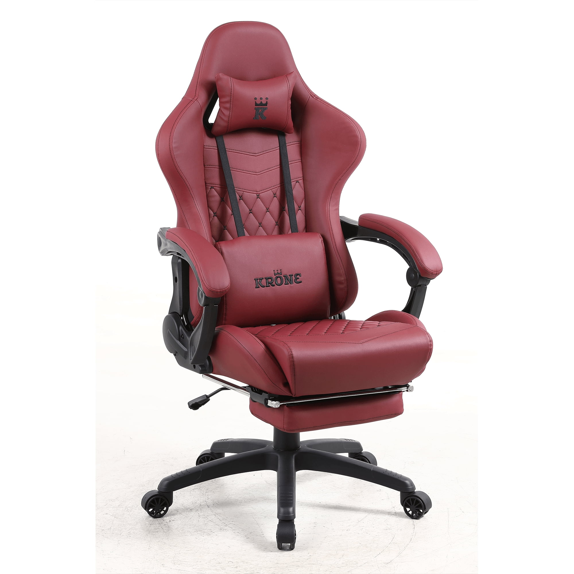 Silla Gamer Escritorio Oficina Krone Xl Masajeador Y Apoyapiés - Burdeo