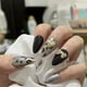thumbnail image 3 of Press On Nails, Medium Square Glitter French False Nails With Artificial Gem Design, Reusable Glossy Fake Nails For Women, 3 of 3