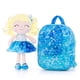 thumbnail image 1 of Mochila Gloveleya, muñeca rizada de felpa para niños pequeños, 23 cm, azul, 1 of 9