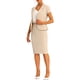 thumbnail image 4 of INSPIRE CHIC Traje de Negocios para Mujeres de 2 Piezas Conjunto de Atuendo para Maestras de Regreso a Clases Chaqueta Blazer de Manga Corta y Falda Lápiz M Albaricoque, 4 of 6