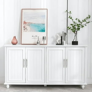 Mueble Buffet Aparador Blanco Entrada Living Comedor Doble Con Puertas Y Estantes