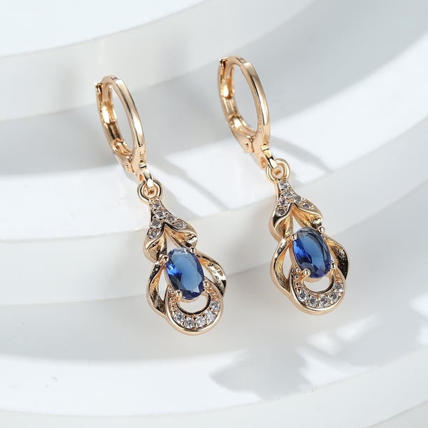 Women's Elegant Zircon Drop Earrings 18K Gold Plated Ear Jewelry Banquet Dinner Decor For Women Girls