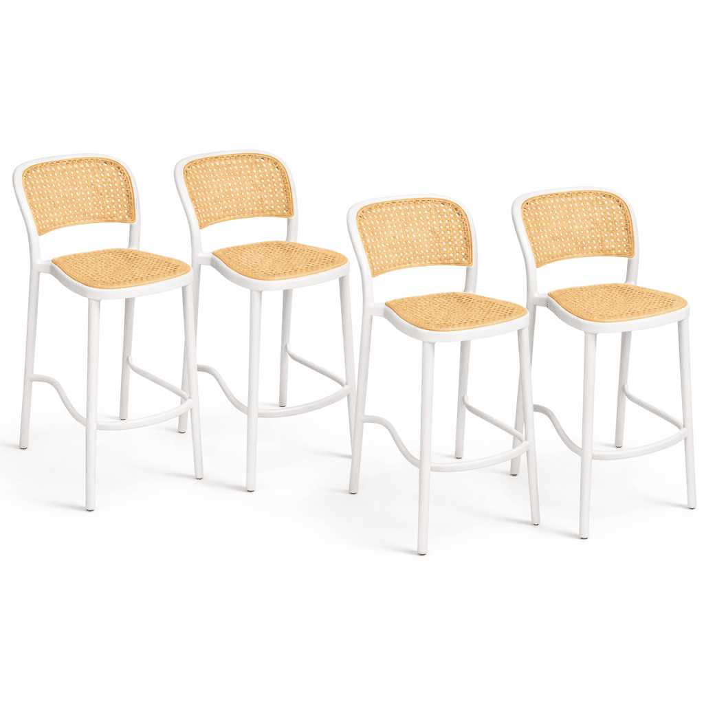 Moboi - Pack 4 Taburetes Delta Piso De Bar O Terraza 66cm Blancos