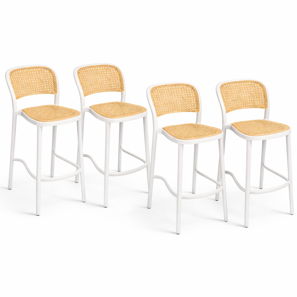 Moboi - Pack 4 Taburetes Delta Piso De Bar O Terraza 66Cm Blancos