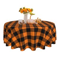 Mantel Redondo Suqkxco Con Diseño De Búfalo Negro Y Naranja, 152 Cm