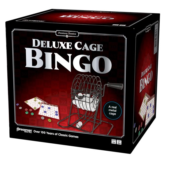 Bingo Pressman 3‑17 jugadores, mayores de 8 años, jaula de metal