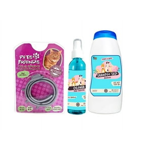 Mascokits - Kit Para Gato Collar Anti Pulgas + Colonia + Shampoo Aroma Coco Vainilla