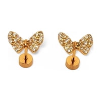 Tiana Joyas - Aros De Mariposa Con Circones De Plata Enchapados En Oro 18K