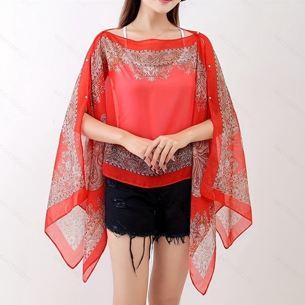 Stylish Paisley Print Chiffon Shawl - Perfect for Boho Trend, Sunscreen Wrap, Travel & Beach!