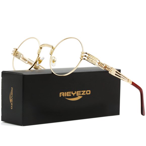 Gafas De Sol Steampunk Redondas Lennon Hippie Con Montura Metálica