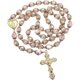 thumbnail image 1 of Nazareth Store Rosario católico con cuentas de cristal rosa y flores doradas, 1 of 3