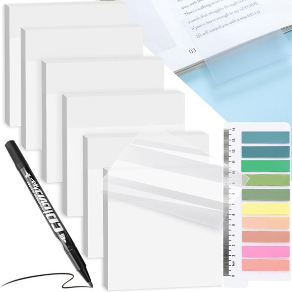 Transparent Sticky Notes 3x3 with Marker and Page Tabs, 440