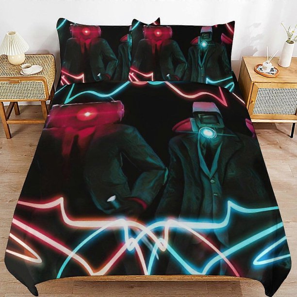 Skibidi Toilet Bedding Set Duvet Cover Comfortable and Lightweight Cartoon Bedding3 Piece