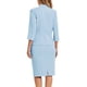thumbnail image 3 of INSPIRE CHIC Conjunto de Traje de Mujer de 2 Piezas Blazer sin Cuello de Manga 3/4 Falda Lápiz de Cintura Alta Conjuntos de Trabajo Azul Claro S, 3 of 6