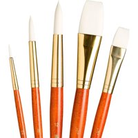 Set 5 Pinceles Princeton Mango Corto Pelo Taklon Blanco (2)