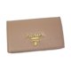 thumbnail image 1 of Cartera porta tarjetas Prada beige de cuero saffiano para mujer, 1 of 6