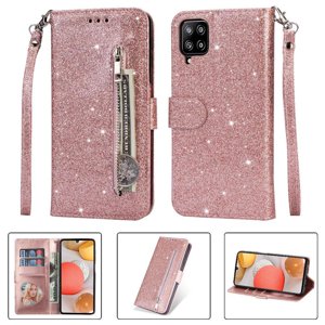 Funda Para Foxdock Elegante Funda Samsung Galaxy A42 5G Glitter Con Cremallera-Ideal Para El Uso Diario
