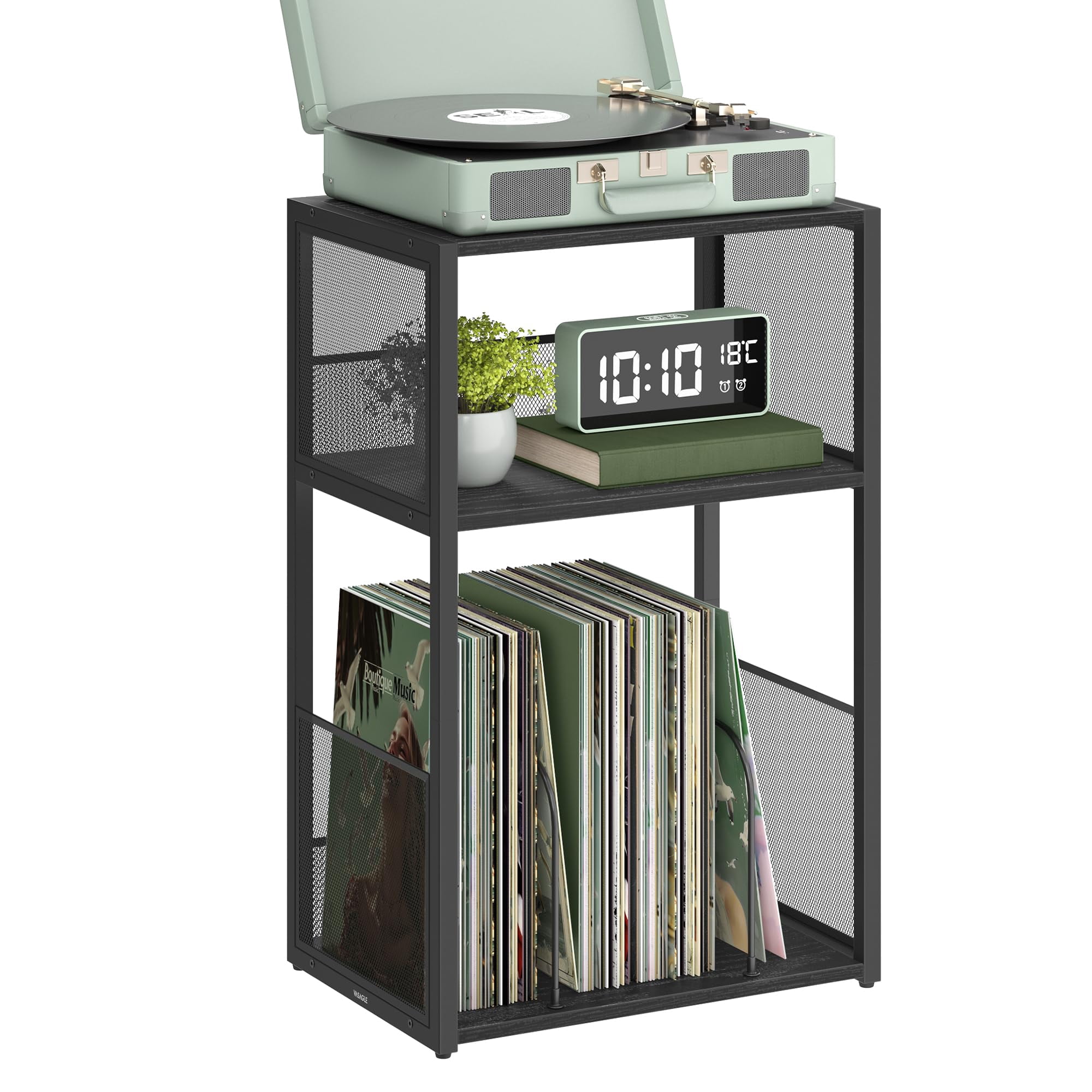 Soporte Para Tocadiscos Vasagle, Mesa Auxiliar De 3 Niveles, Negro Ébano