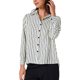 thumbnail image 4 of Camisas de mujer a rayas con botones, blusa casual de manga larga, camisa elegante para la oficina 2XL Blanco Negro, 4 of 6