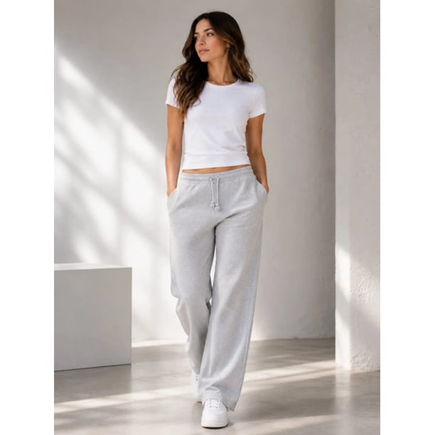 Pantalon De Buzo Recto 100 Algodon Estampar 240g Ajustable Gris Liso M