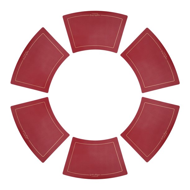 Juego de 6 manteles individuales de cuero en forma de cuña para cocina, lavables, resistentes al calor, manteles individuales limpiables, color burdeos, 20.1x11.8 pulgadas