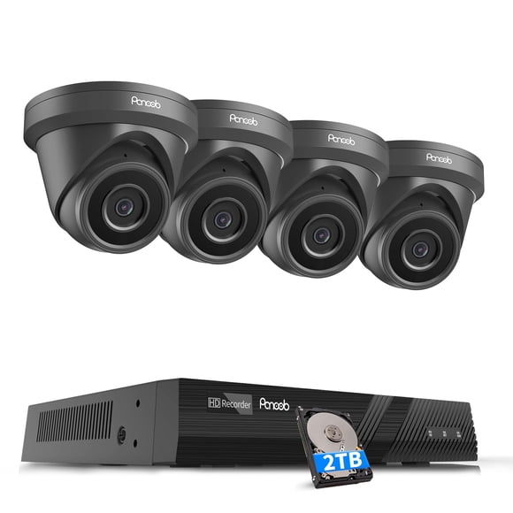 Sistema de seguridad PANOOB con 4 cámaras domo IP cableadas de 5 MP y 2 TB