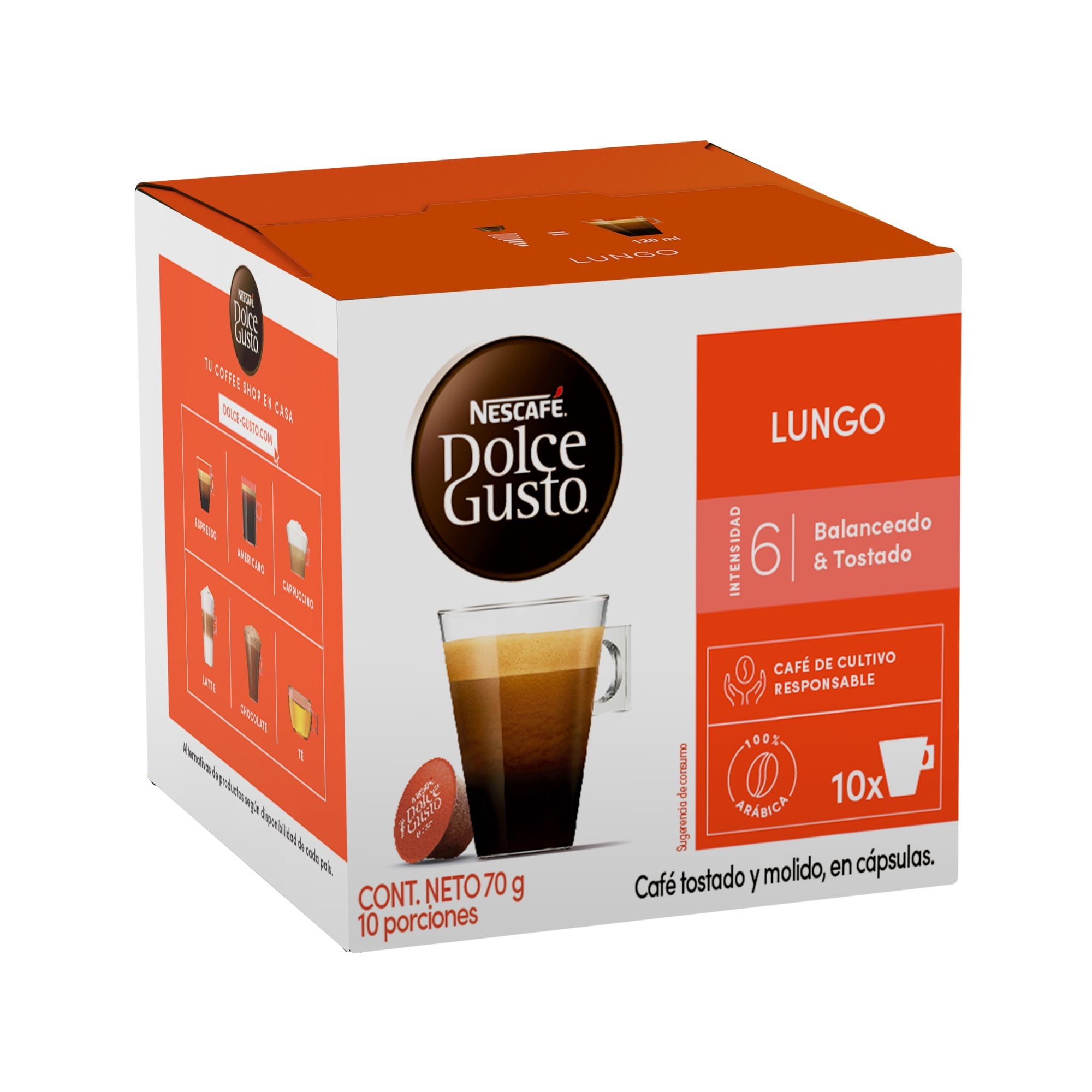Café En Cápsulas Lungo 10 Tazas 70 g Nescafé Dolce Gusto