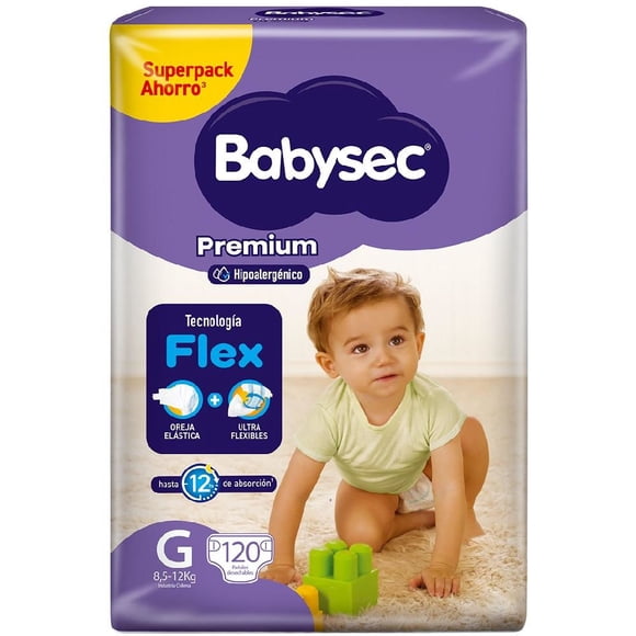 Pañales Babysec Premium G, 120 Un