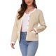 thumbnail image 4 of INSPIRE CHIC Cardigan de Punto para Mujer con Mangas Cortas y Botones de Contraste en el Cuello Redondo XS Beige, 4 of 6