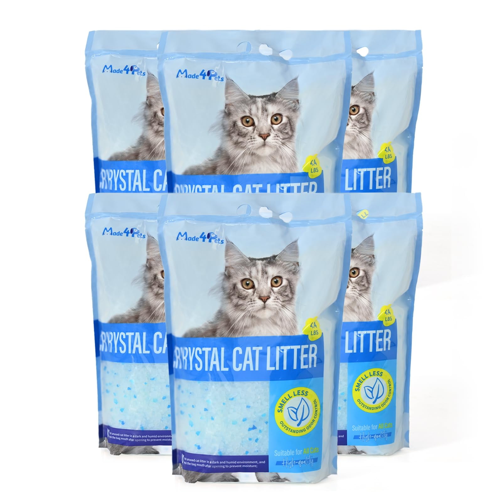 Made4pets - Arena Para Gatos Hecha Con Cristales Para 4 Mascotas, No Se Apelmaza Y Controla El Olor