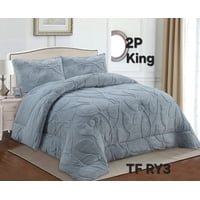 Aladdins Shop - Cobertor De Invierno Texturizado Con Chiporro 2 Plazas Hojas Gris Claro