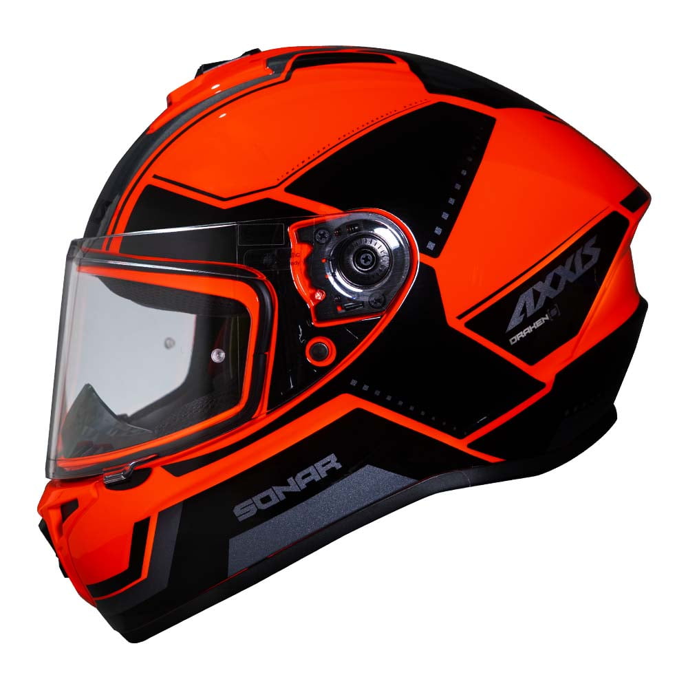 Casco Axxis Ff112c Draken S Sonar C5 Rojo Fluor Brillo Talla L