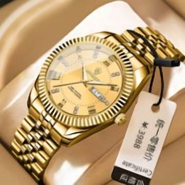 Explojoy Reloj para Hombre Impermeable Día-fecha Luminoso Moda Reloj de Cuarzo de Acero Inoxidable