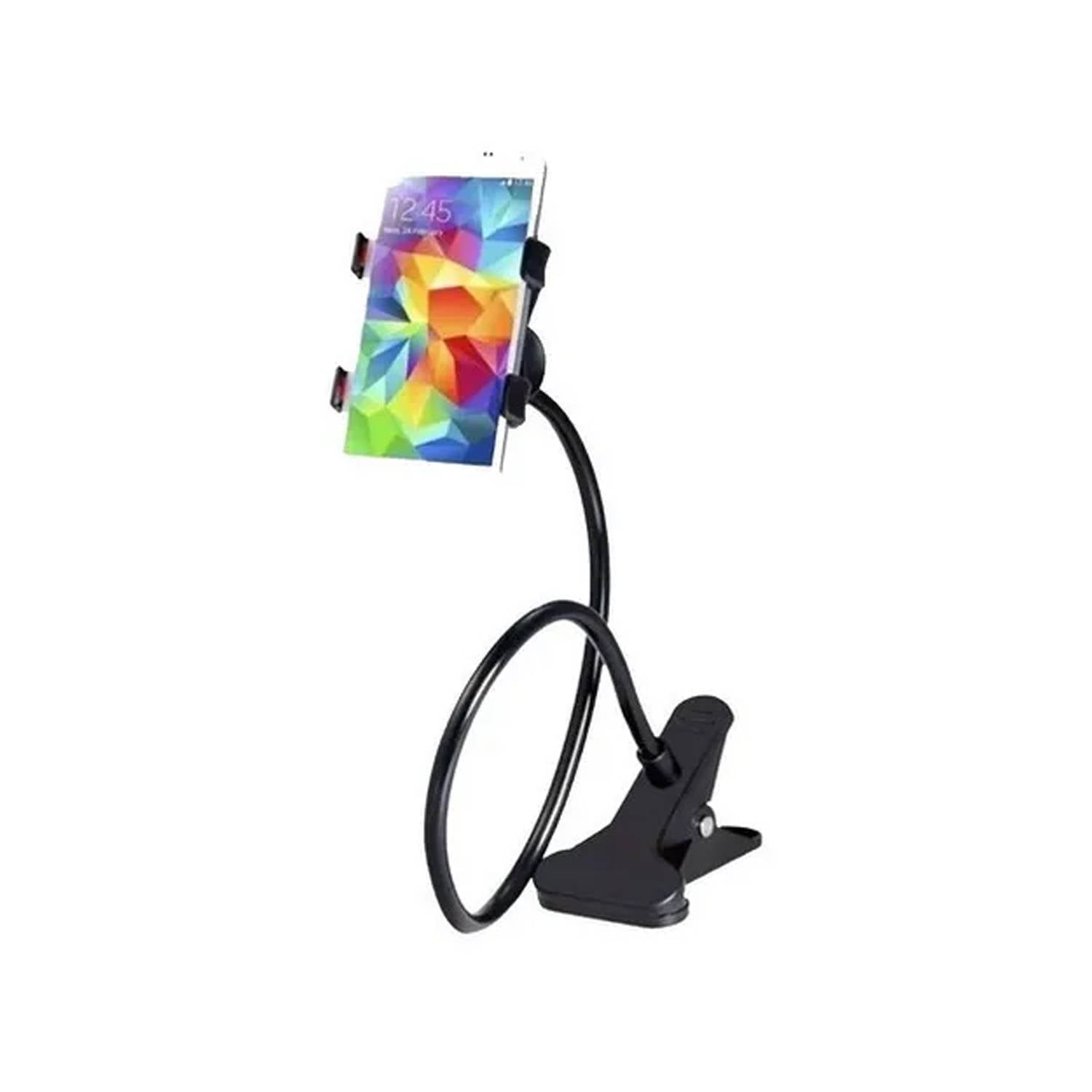 Genérico - Soporte De Celular Pinza Brazo Flexible Mesas Camas Y Autos Negro