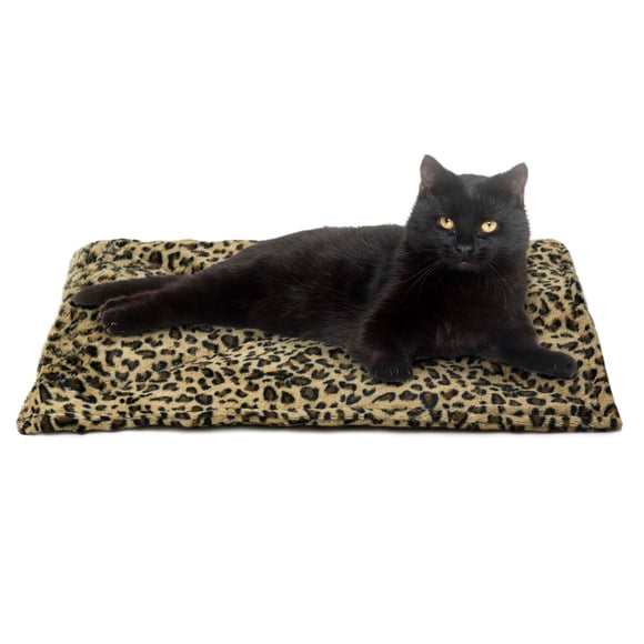 Cama para gatos Furhaven ThermanAP, autocalentable, lavable, diseño de leopardo