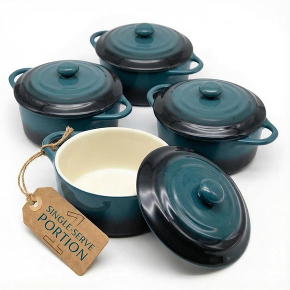 Juego de cazuelas Kook Ceramic Mini Cocotte de 350 ml, 4 unidades