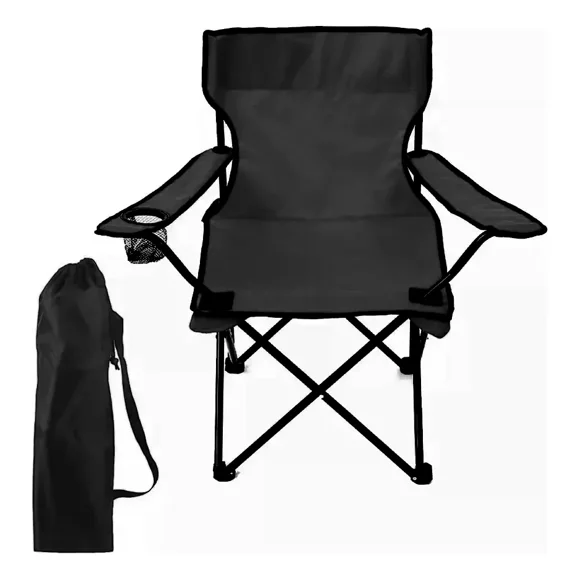 Silla Plegable Portátil Para Camping Playa + Bolsa color Negro