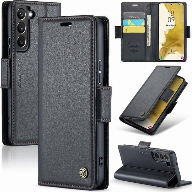 CaseMe tipo cartera Samsung Galaxy S22 Plus con cierre magnético, RFID, tarjetero, soporte, carga inalámbrica